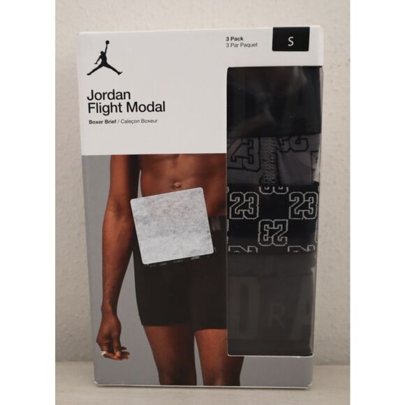 Jordan JM0691-023 Men's Sz S Black/Monogram Flight Modal Boxer Briefs, 3-Pack - Picture 2 of 9